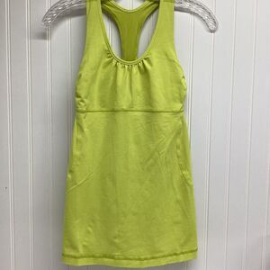 Lululemon Athletica Turbo Tank Yoga Pilates Walking Lemon Lime Stripes Size 4 6
